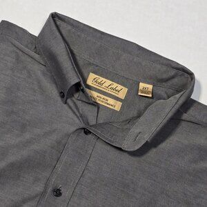 Roundtree & York Gold Label Button Down Long Sleeve Gray Men's 2XT